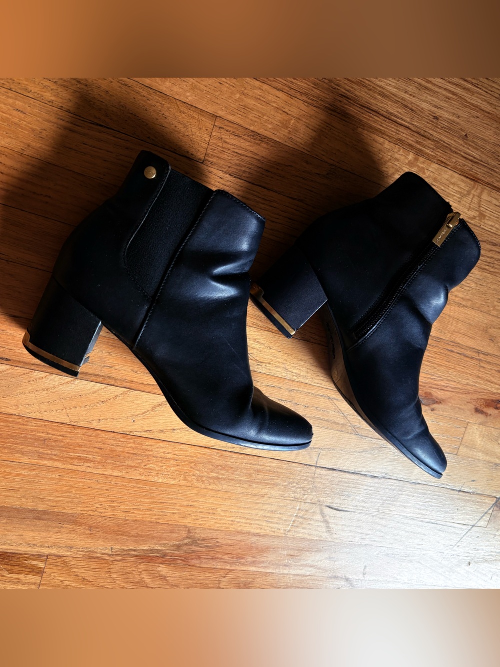 Calvin Klein Black Ankle Booties with Block Heel size 6.5
